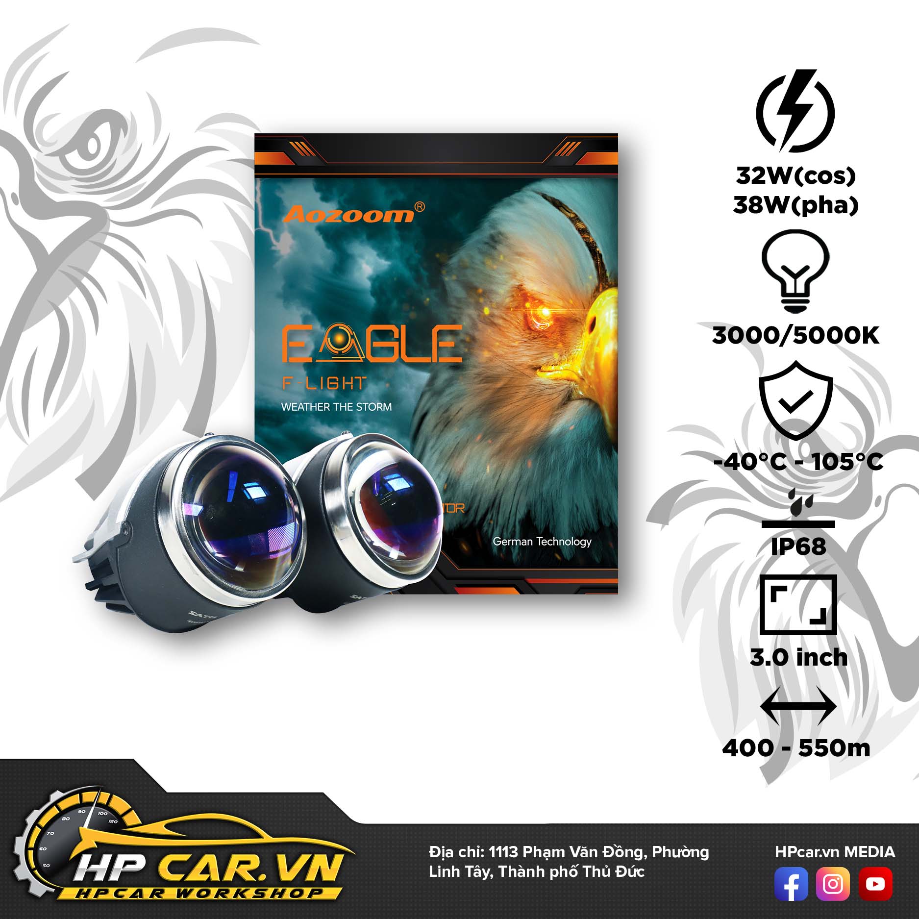 Bi Led Aozoom Eagle Fog Light