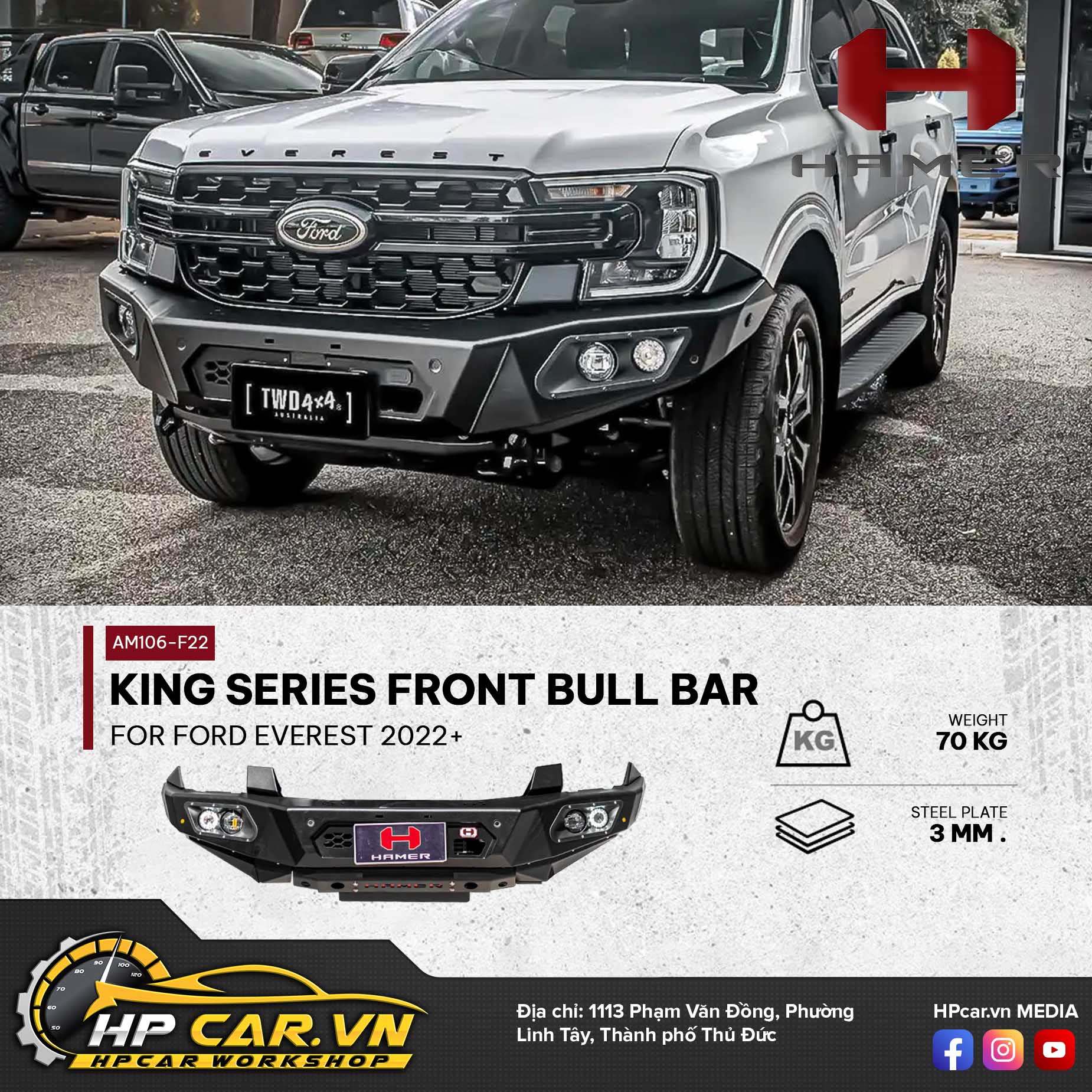 king series front bull bar for ford everest 2022 hpcar 1