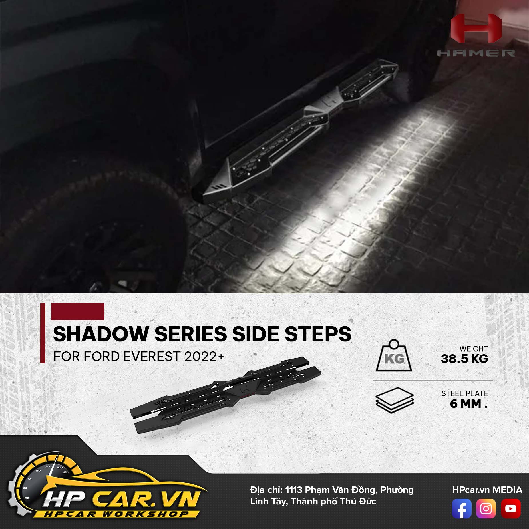 SHADOW SERIES SIDE STEPS FOR FORD EVEREST 2022+